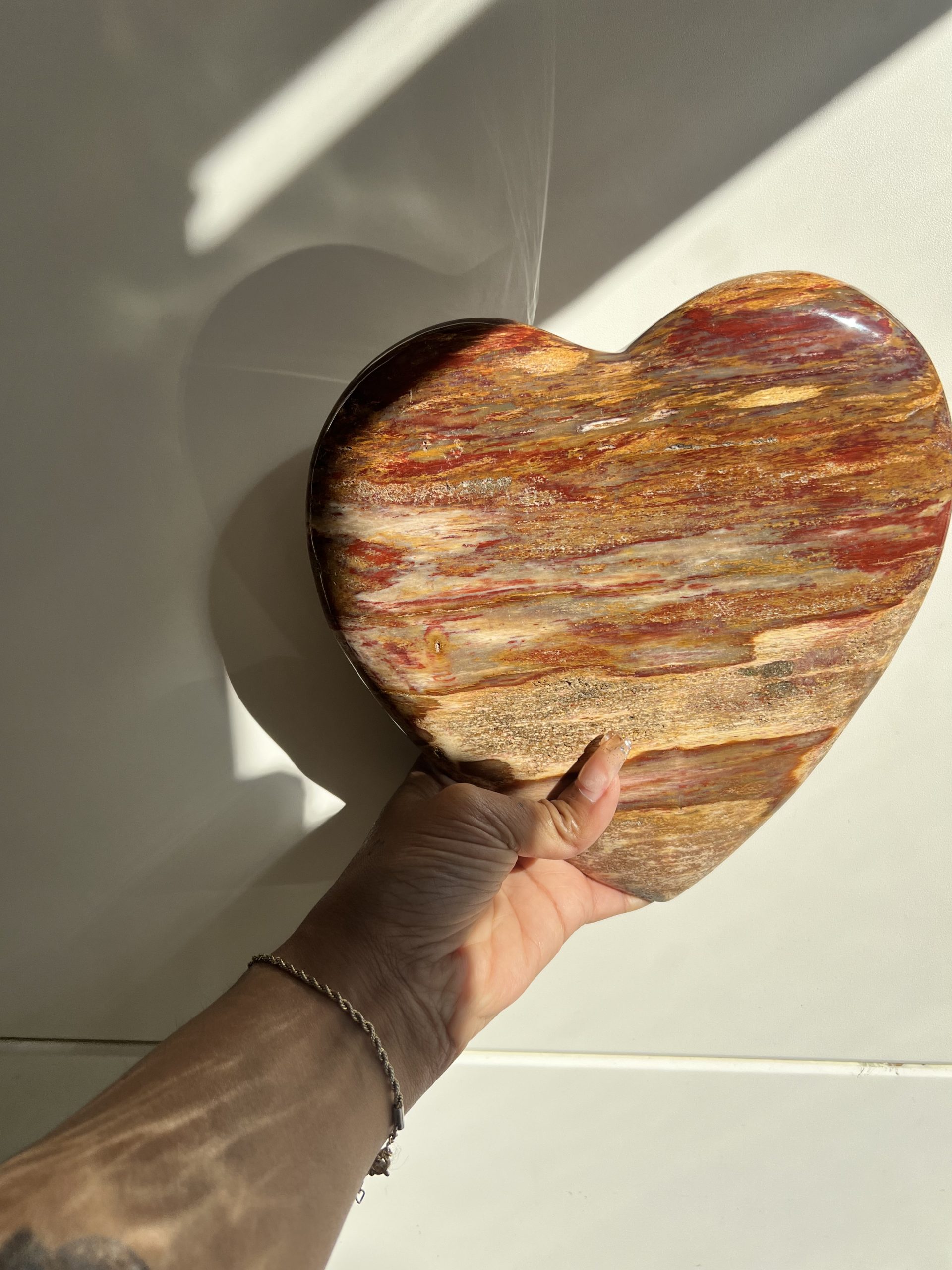 IMG_6256 Versteend hout hart XL bruin/rood - Afbeelding 1